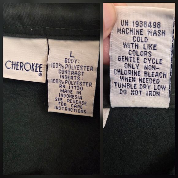 Vintage 90s Cherokee - Oversized Fleece shacket Unisex Green Outdoors Farm - Picture 5 of 9